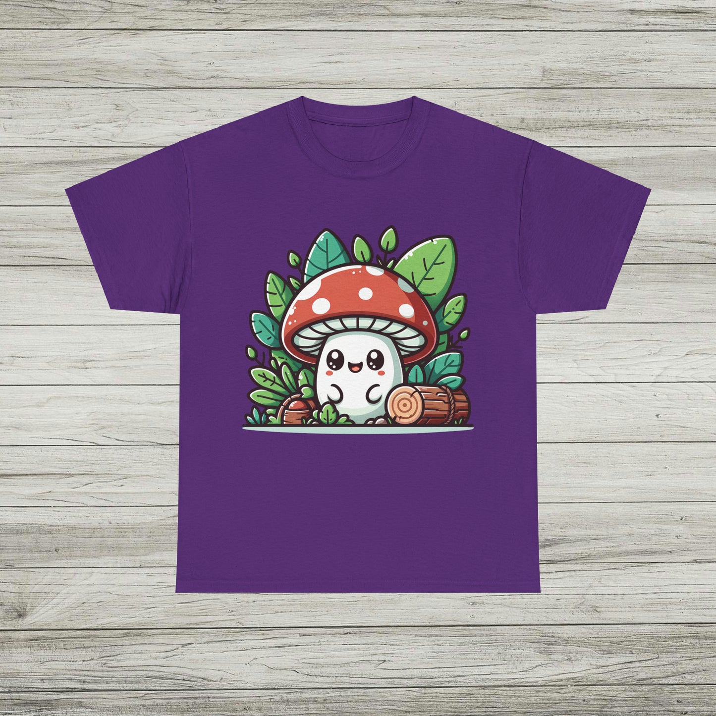 Happy Mushroom T-Shirt, Shroom in the Forest TShirt, Retro Hippie Fungi Tee