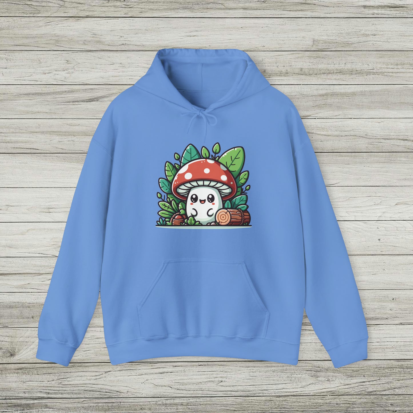 Happy Mushroom Hoodie, Shroom in the Forest Hooded Sweatshirt, Retro Hippie Fungi Shirt