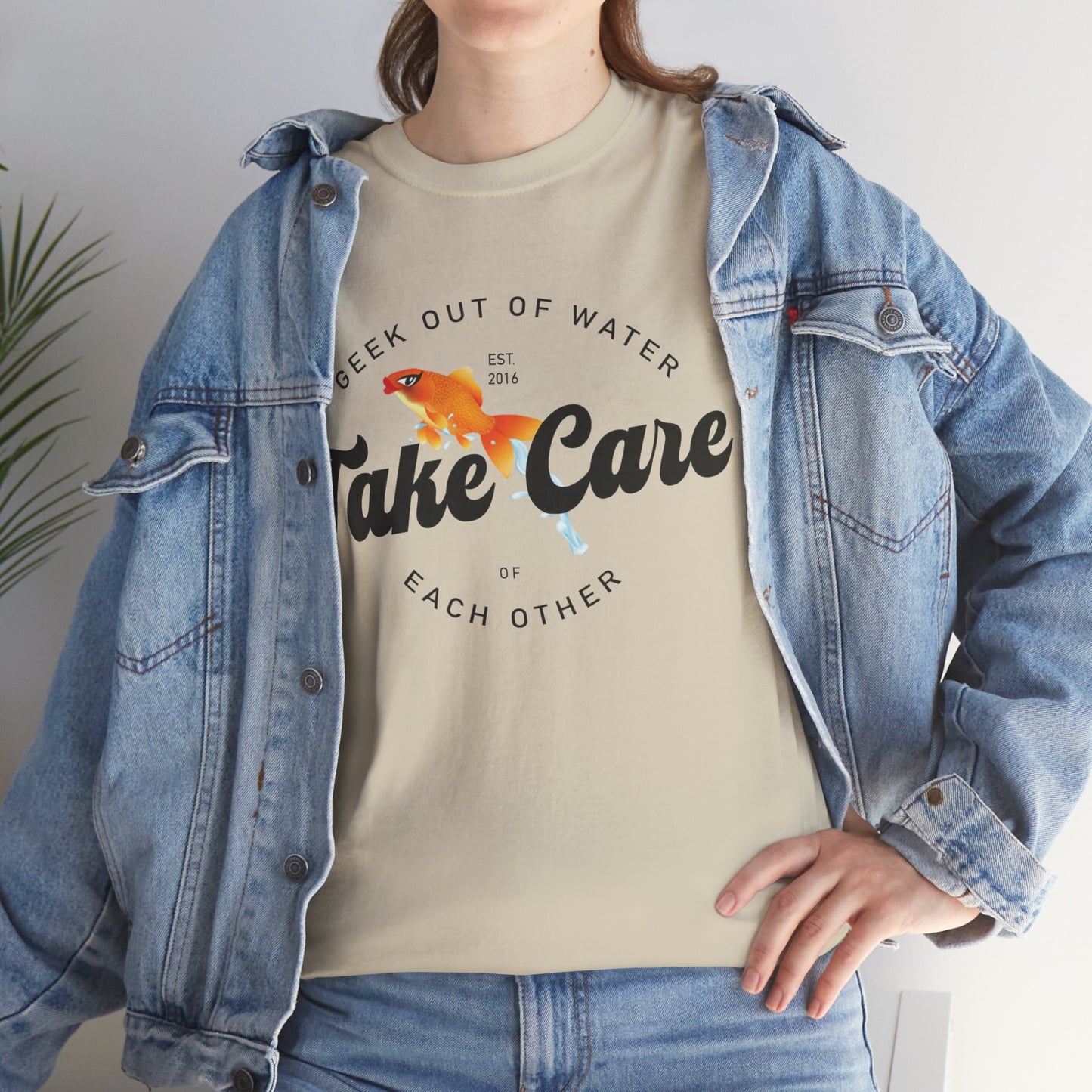 Take Care of Each Other T-Shirt, Geek Out of Water TShirt, Happy Goldfish Tee