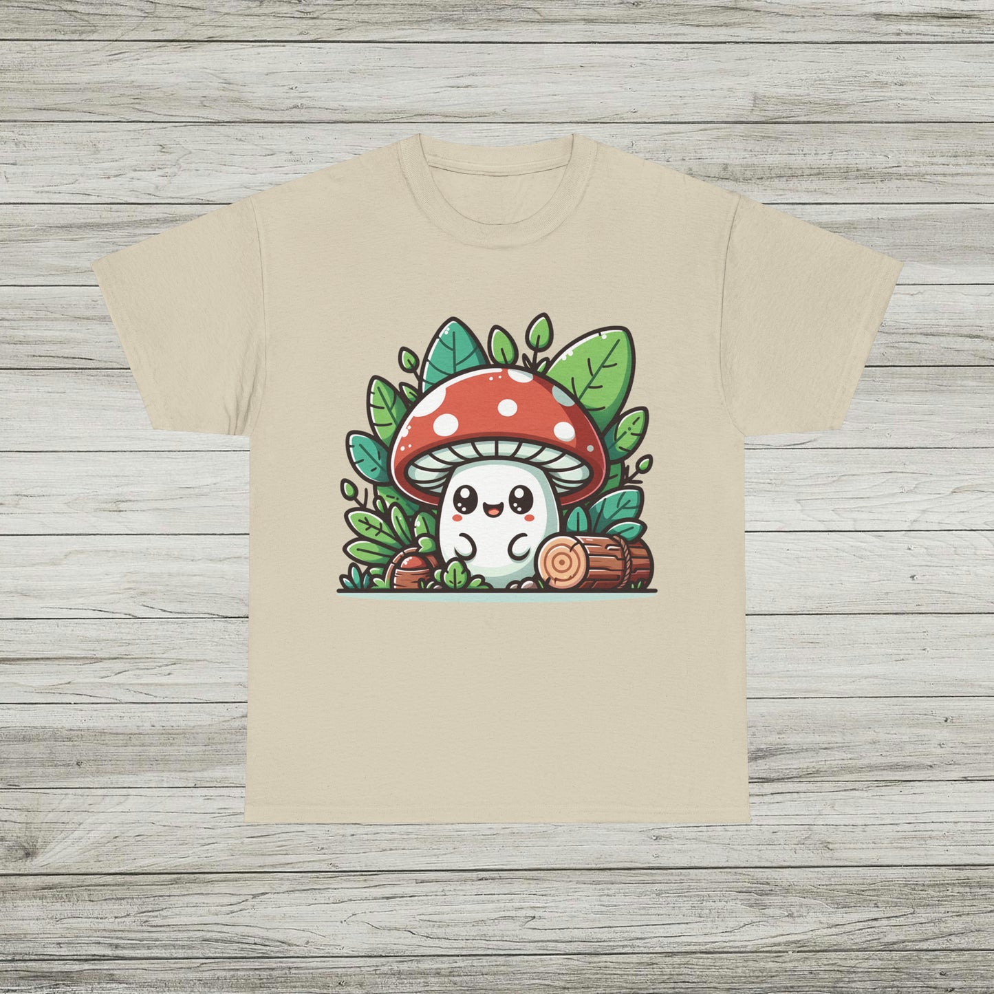 Happy Mushroom T-Shirt, Shroom in the Forest TShirt, Retro Hippie Fungi Tee
