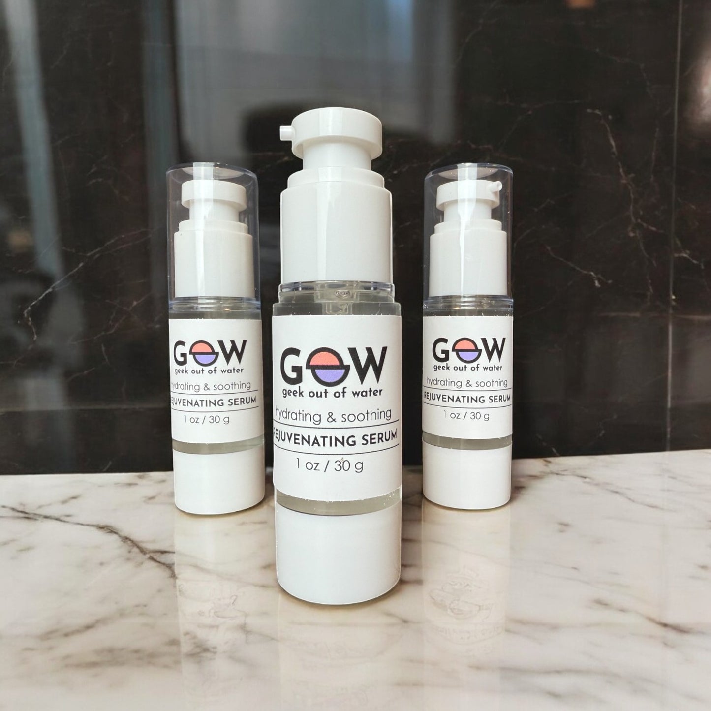 Rejuvenating Serum - a hydrating and soothing everyday serum for all skin types, with calming aloe and chamomile, glycerin and hyaluronic acid for moisture, along with niacinamide, panthenol, and blueberry, mulberry, and mugwort extracts. Perfect for keeping skin vibrant and hydrated.