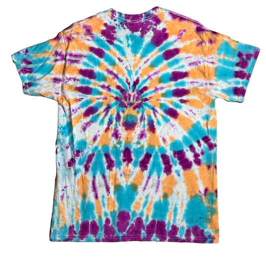 Tie Dye T-Shirt - Peach Blue Magenta Spider MEDIUM