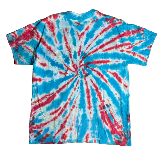 Tie Dye T-Shirt - Red Blue Spiral LARGE