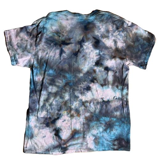 Tie Dye T-Shirt - Blue Gray Beige Scrunch LARGE