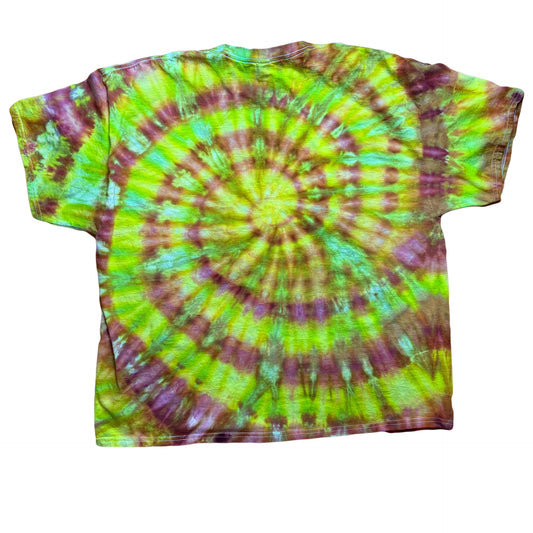 Tie Dye T-Shirt - Lime Green Orange Purple Spiral 3XL