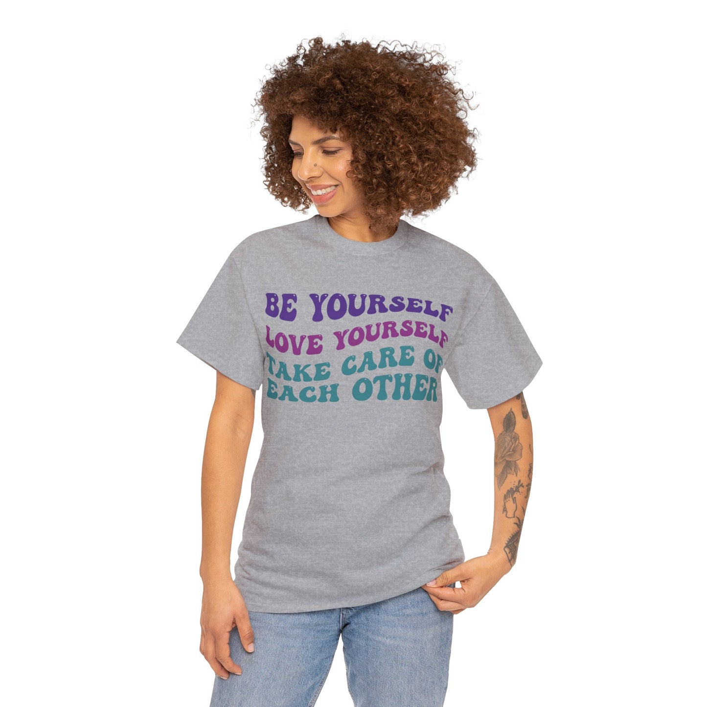 Be Yourself, Love Yourself, Take Care of Each Other T-Shirt, Funky Retro Tee, Gift for Nice People