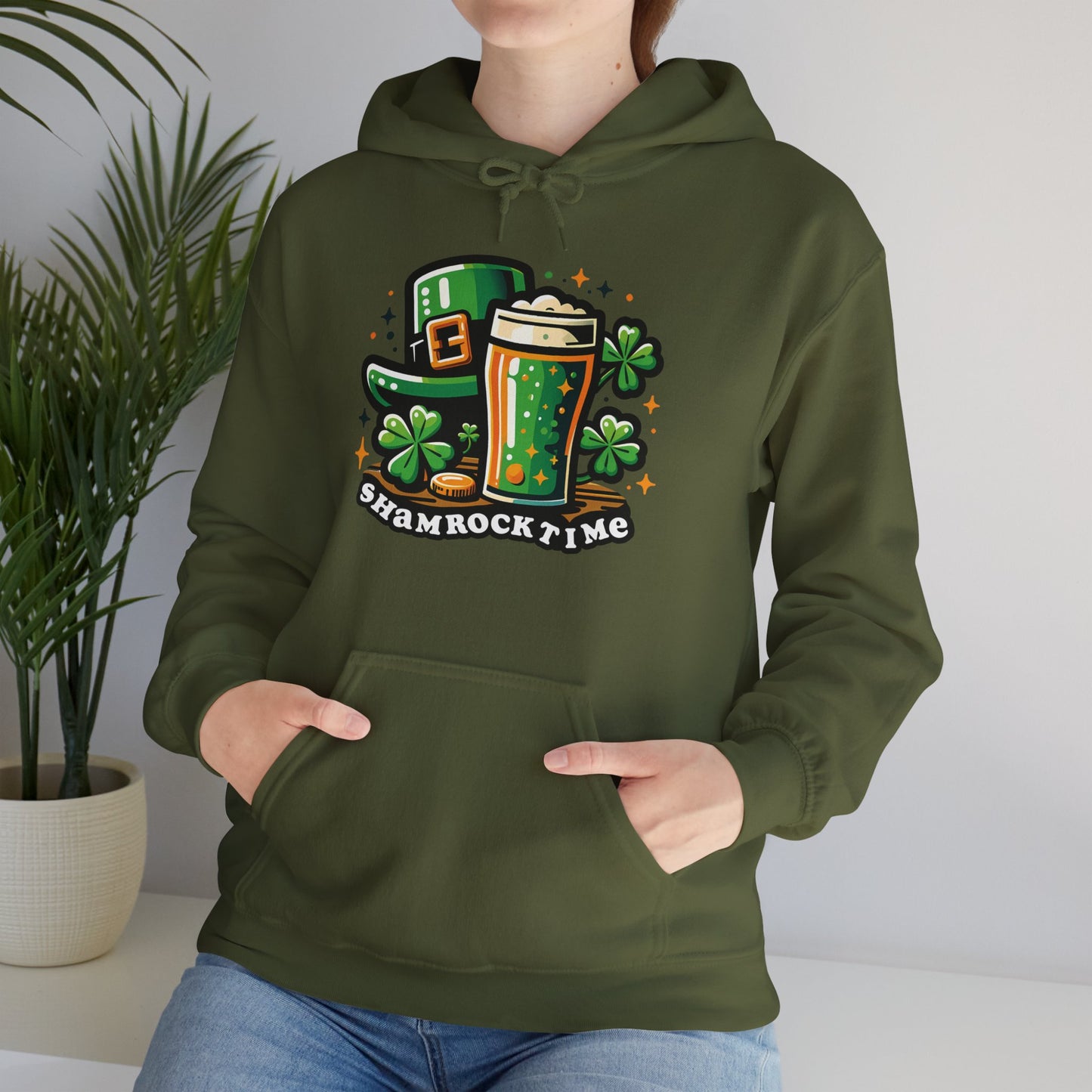 Shamrock Time Hoodie, St. Patrick's Day Sweatshirt, Funny Lucky Beer Drinking Shirt, Good Craic