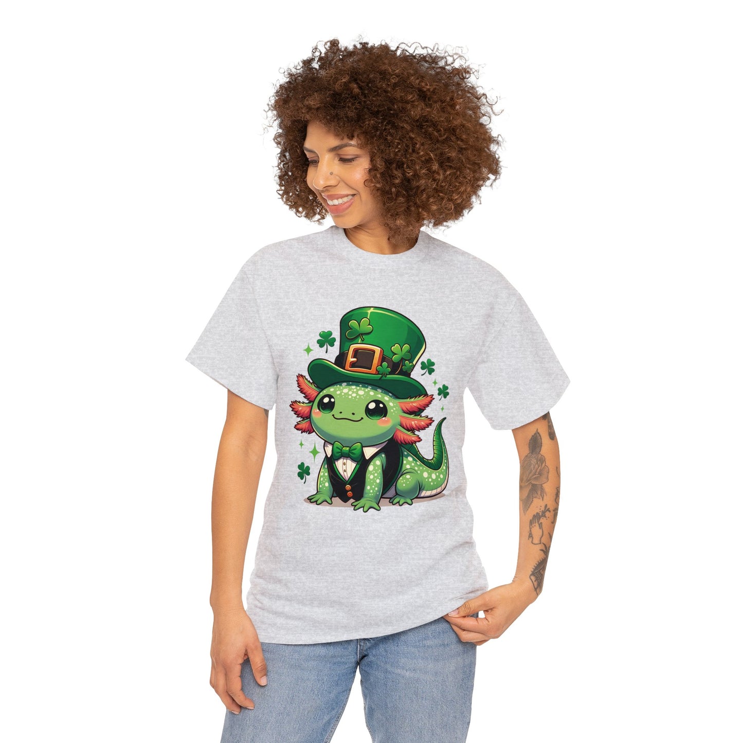 Lucky Axolotl T-Shirt, St. Patrick's Day Tee, Cute Axolotl Leprechaun Shirt, Gift for Irish Friends