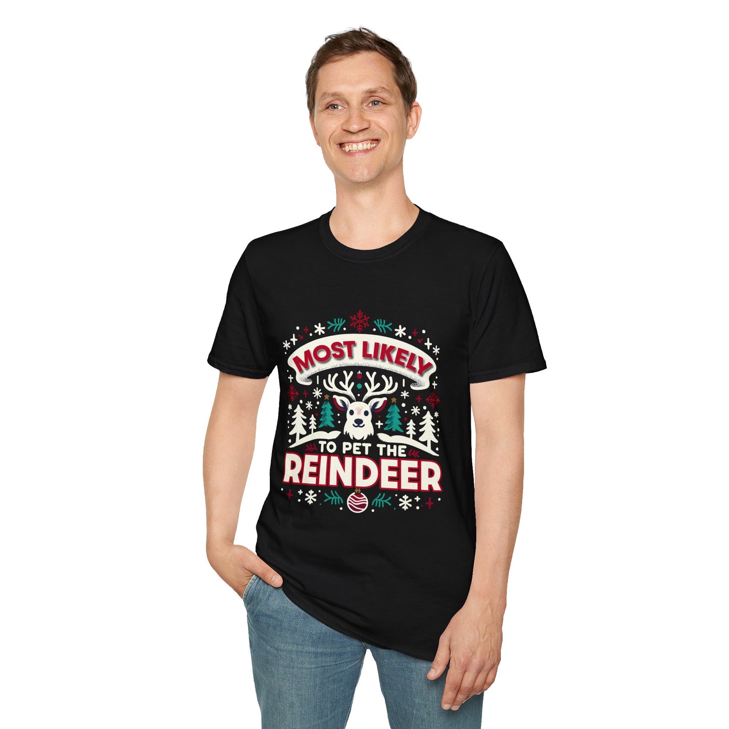 Most Likely to Pet the Reindeer Softstyle T-Shirt