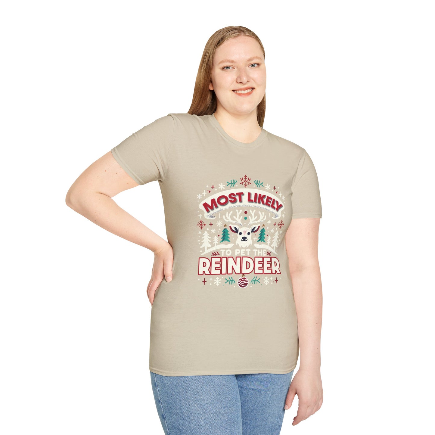 Most Likely to Pet the Reindeer Softstyle T-Shirt