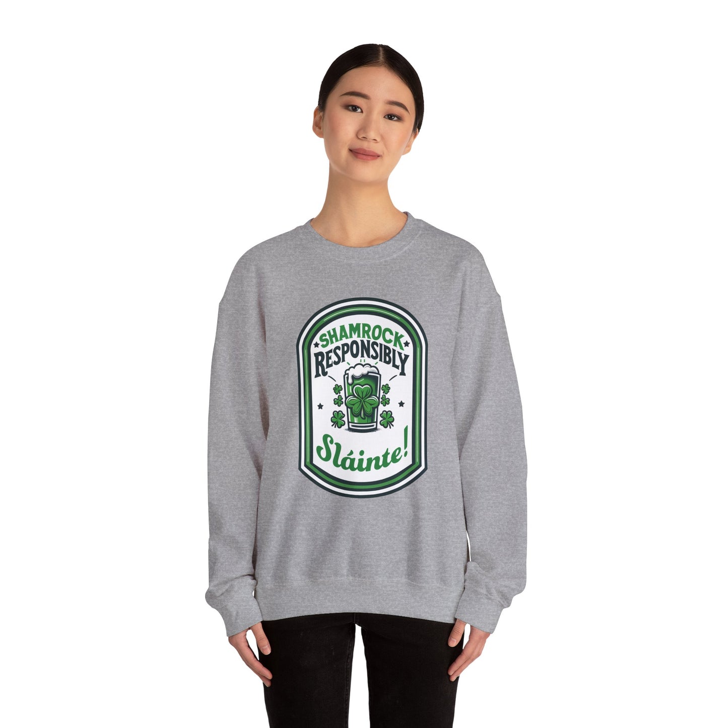 Shamrock Responsibly Slainte Sweatshirt, St. Patrick's Day Crewneck, Funny Lucky Beer Drinking Shirt