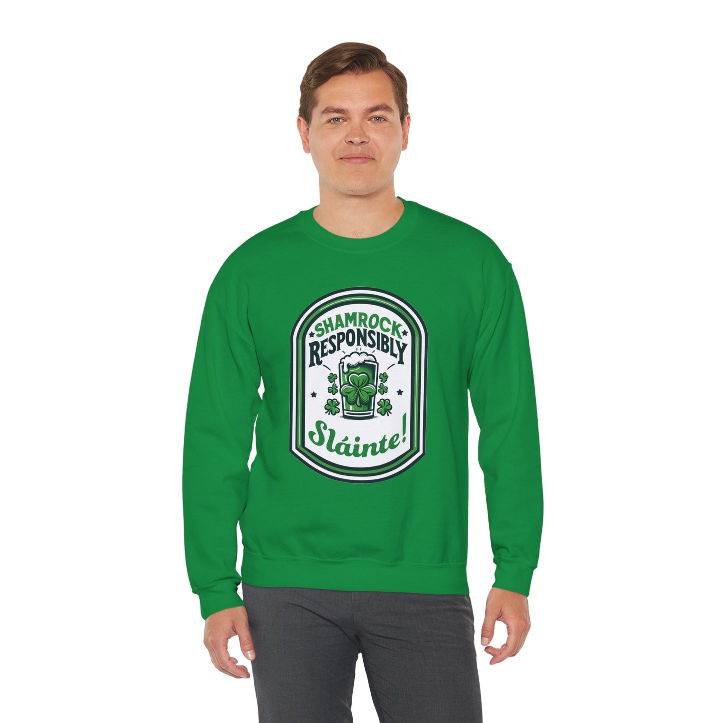 Shamrock Responsibly Slainte Sweatshirt, St. Patrick's Day Crewneck, Funny Lucky Beer Drinking Shirt