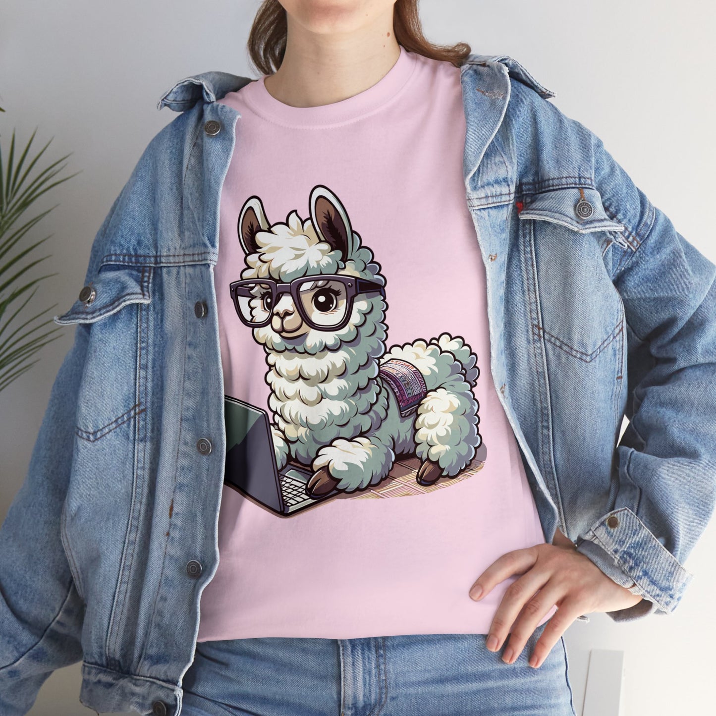 Laptop Llama Heavy Cotton Tee