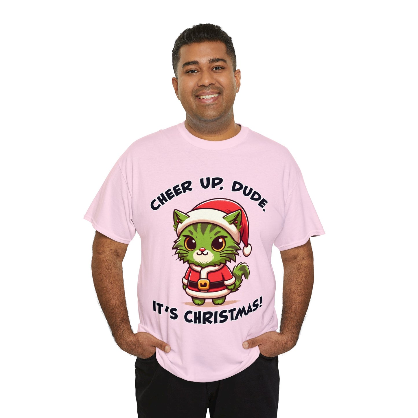 Cheer Up Dude Christmas Unisex Heavy Cotton Tee