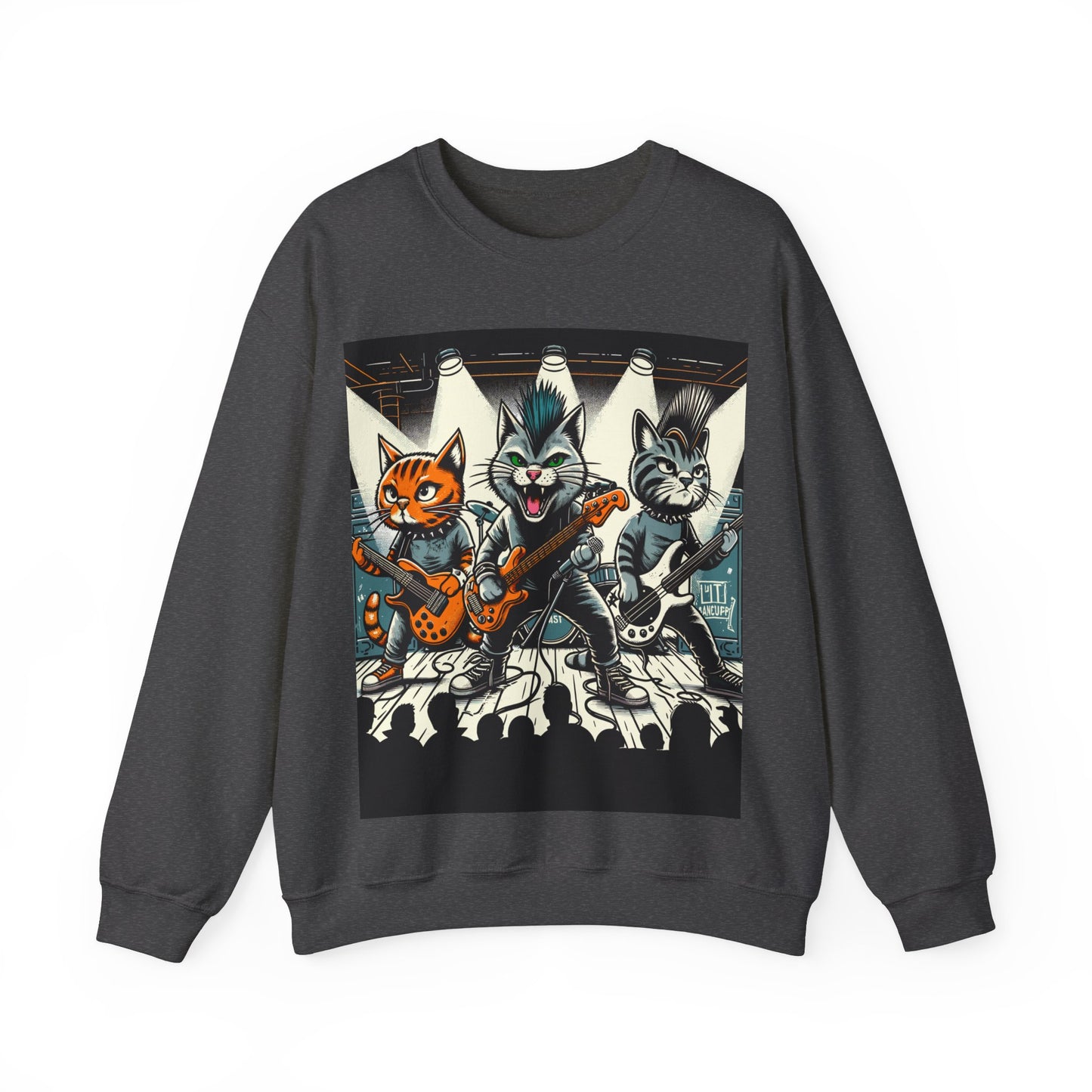 Punk Rock Band Cats Bootleg Style Concert Crewneck Sweatshirt