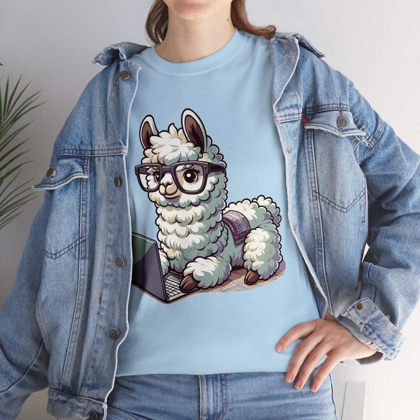 Laptop Llama Heavy Cotton Tee