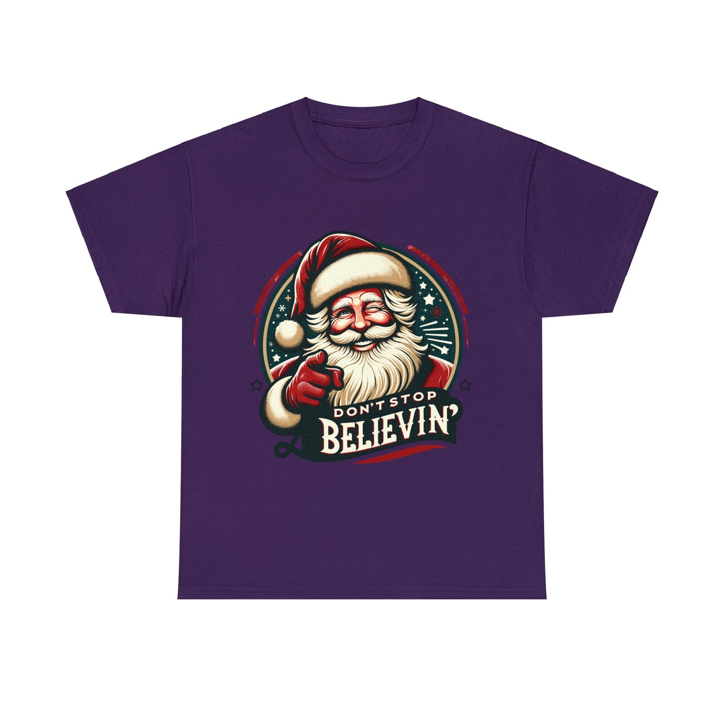 Don't Stop Believin' Santa Heavy Cotton Tee