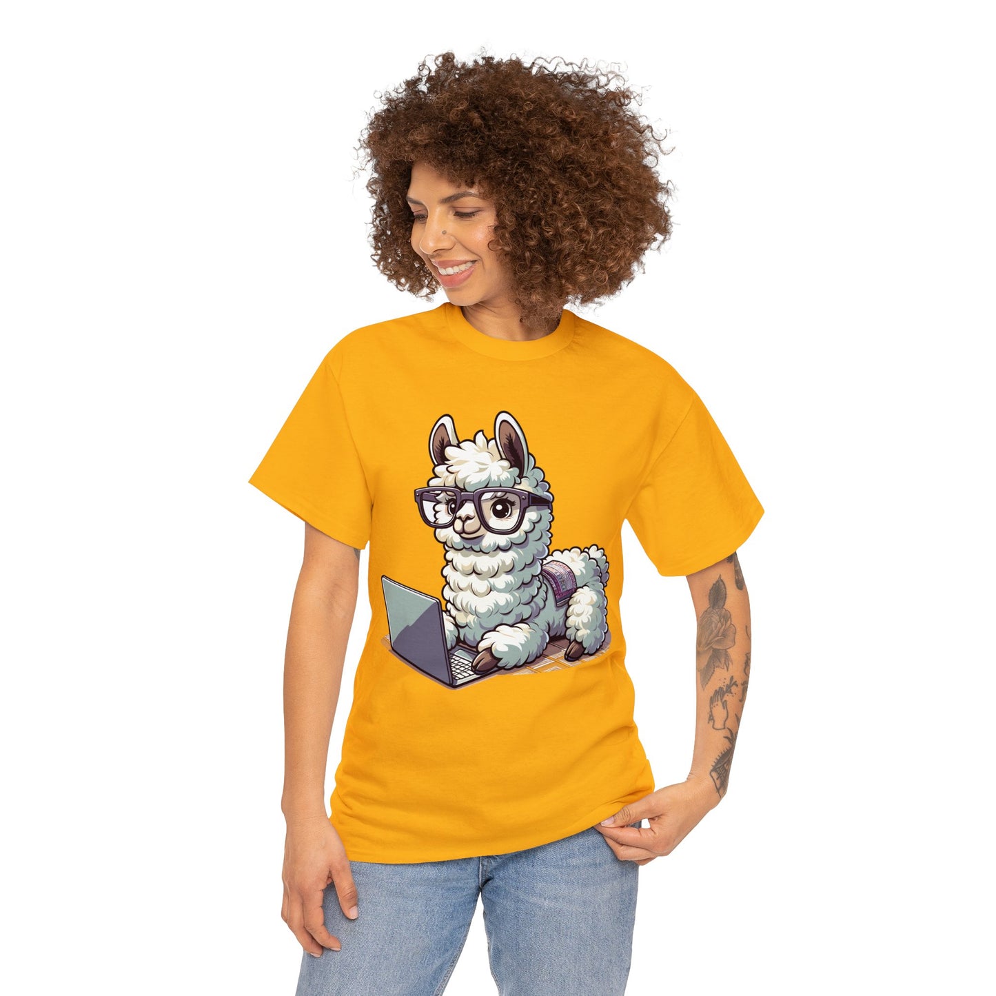 Laptop Llama Heavy Cotton Tee