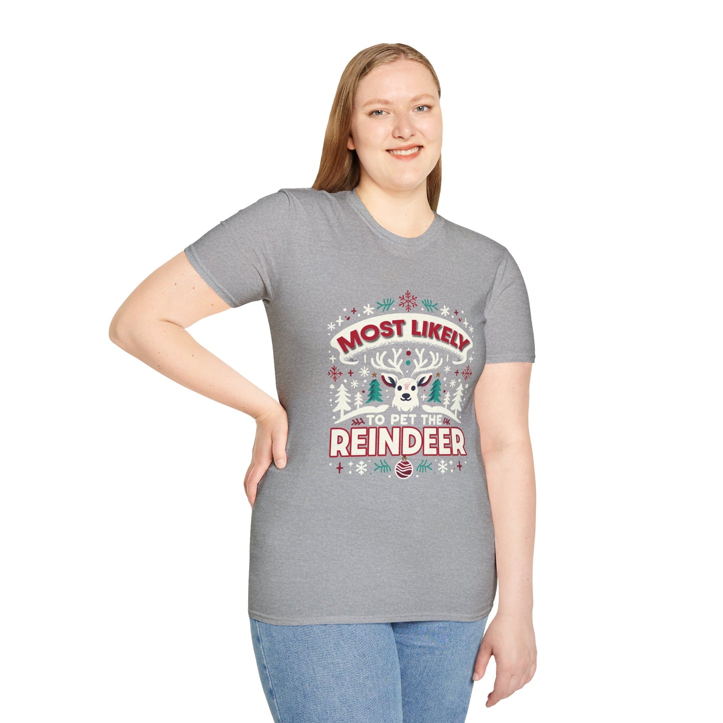 Most Likely to Pet the Reindeer Softstyle T-Shirt