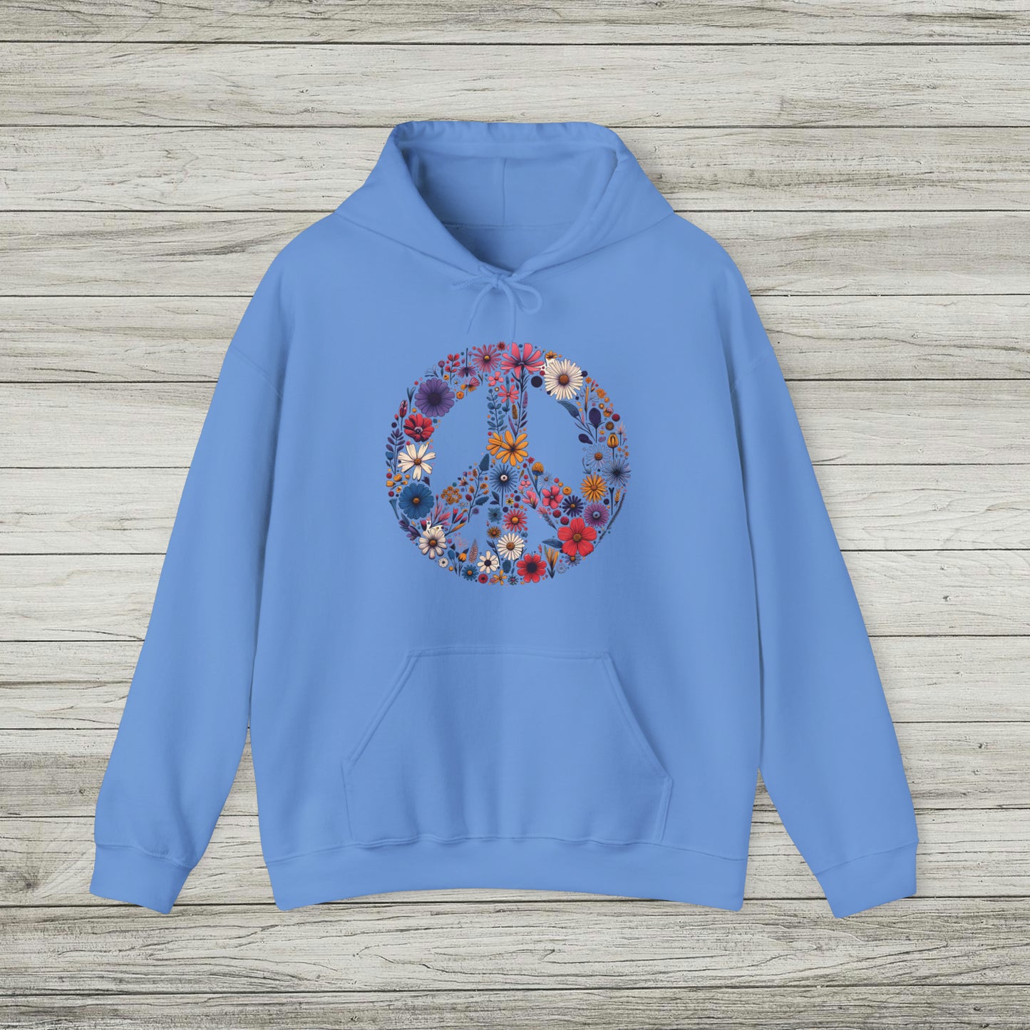 Wildflower Peace Sign Hoodie, Flower Boho Hooded Sweatshirt, Hippie Earth Day Shirt