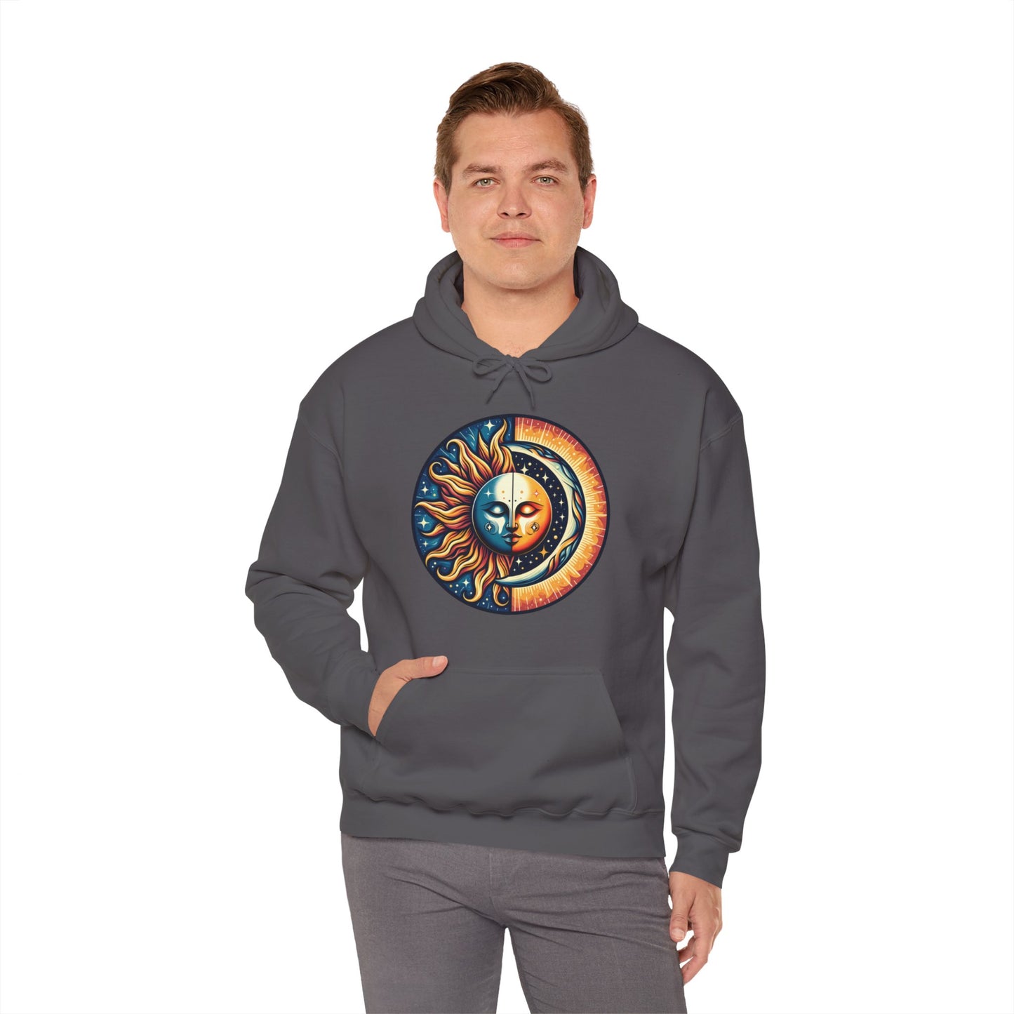 Celestial Sun Moon Hoodie, Mystic Festival Sweatshirt, Colorful Boho Bohemian Aesthetic Sweater Hooded Sweatshirt