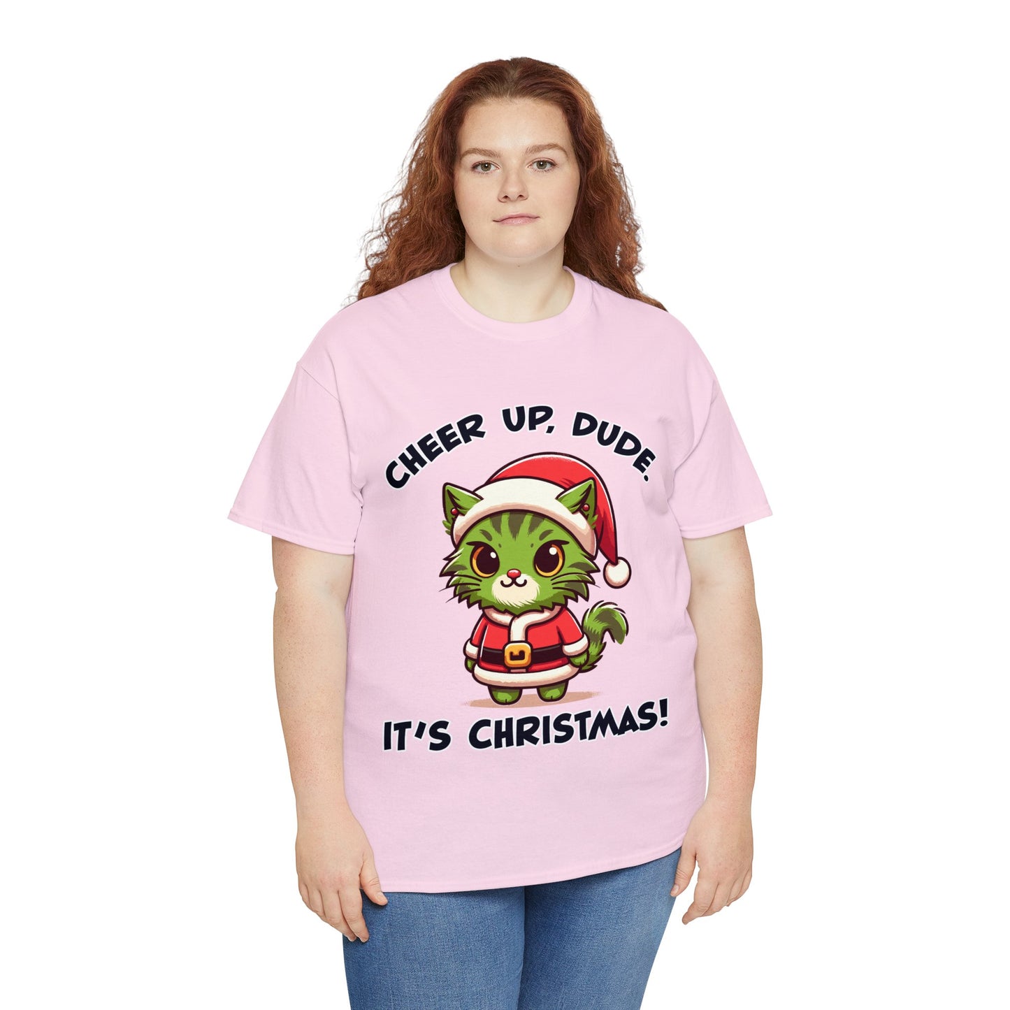 Cheer Up Dude Christmas Unisex Heavy Cotton Tee