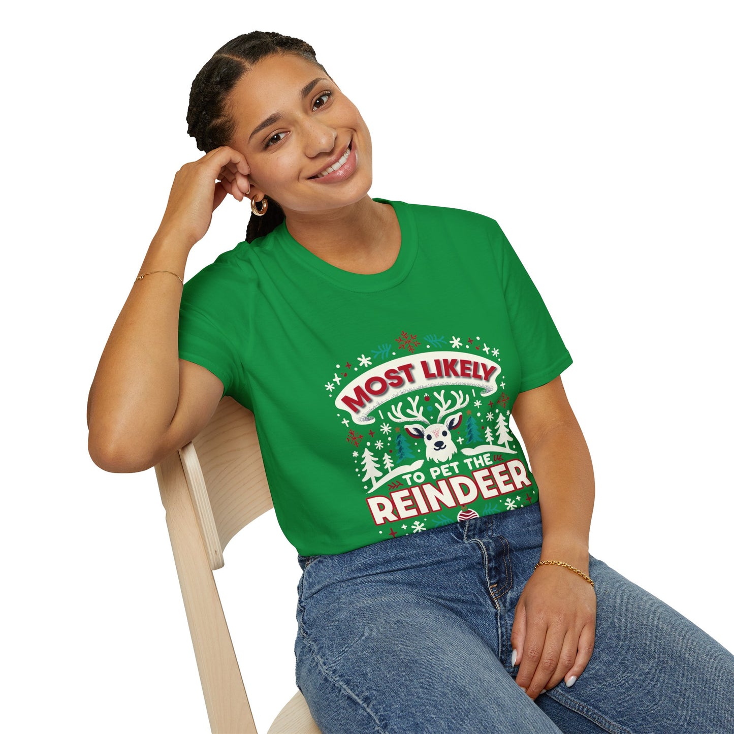 Most Likely to Pet the Reindeer Softstyle T-Shirt