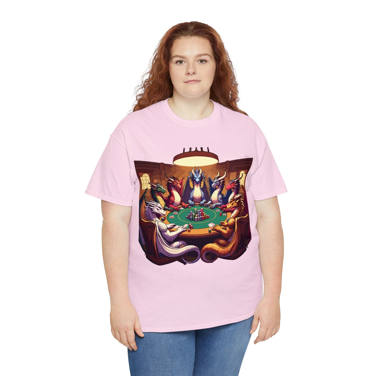 Dragons Playing Poker Heavy Cotton Tee