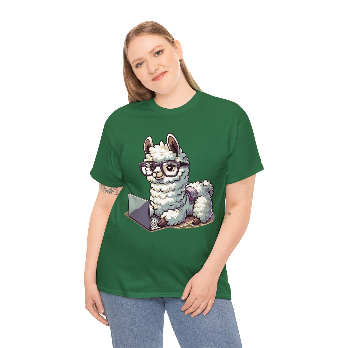 Laptop Llama Heavy Cotton Tee