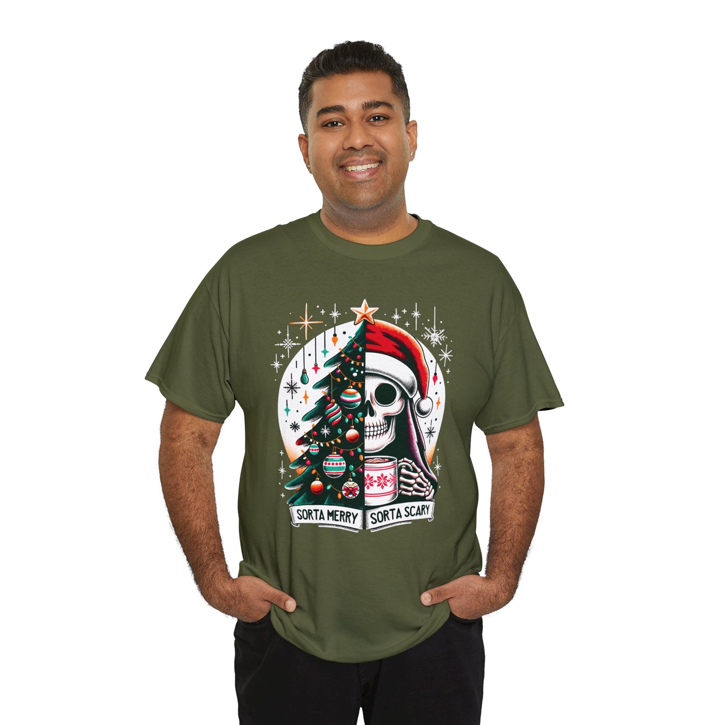 Sorta Merry Sorta Scary Unisex Heavy Cotton Tee