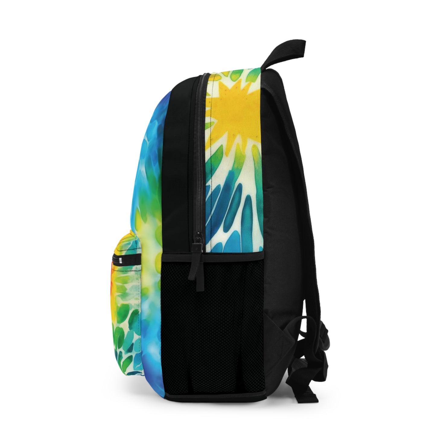 Rainbow Watercolor Flowers Backpack, Wildflowers Tie Dye Style for Nature Lovers, Colorful Back to School Bag