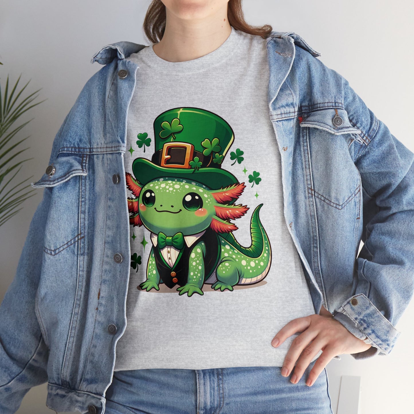 Lucky Axolotl T-Shirt, St. Patrick's Day Tee, Cute Axolotl Leprechaun Shirt, Gift for Irish Friends