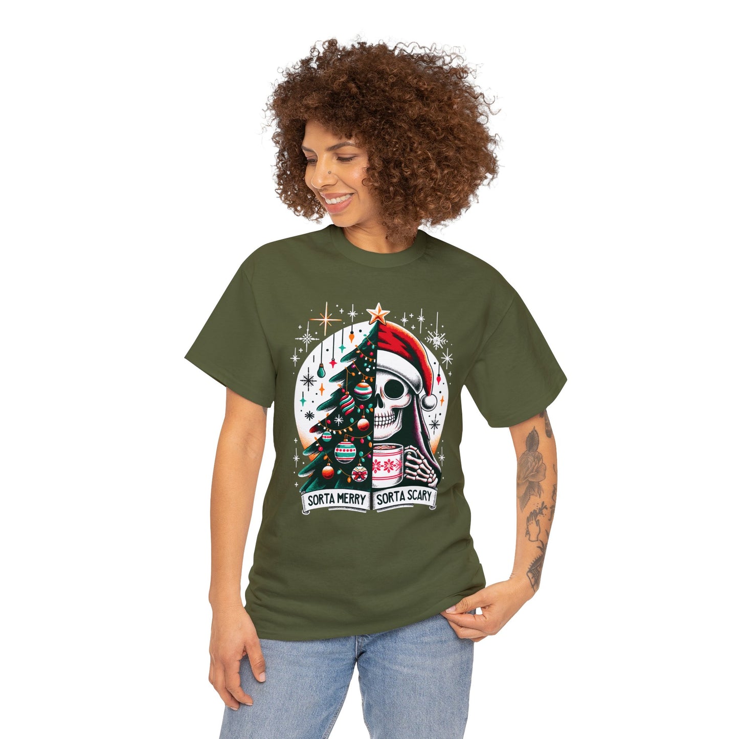 Sorta Merry Sorta Scary Unisex Heavy Cotton Tee