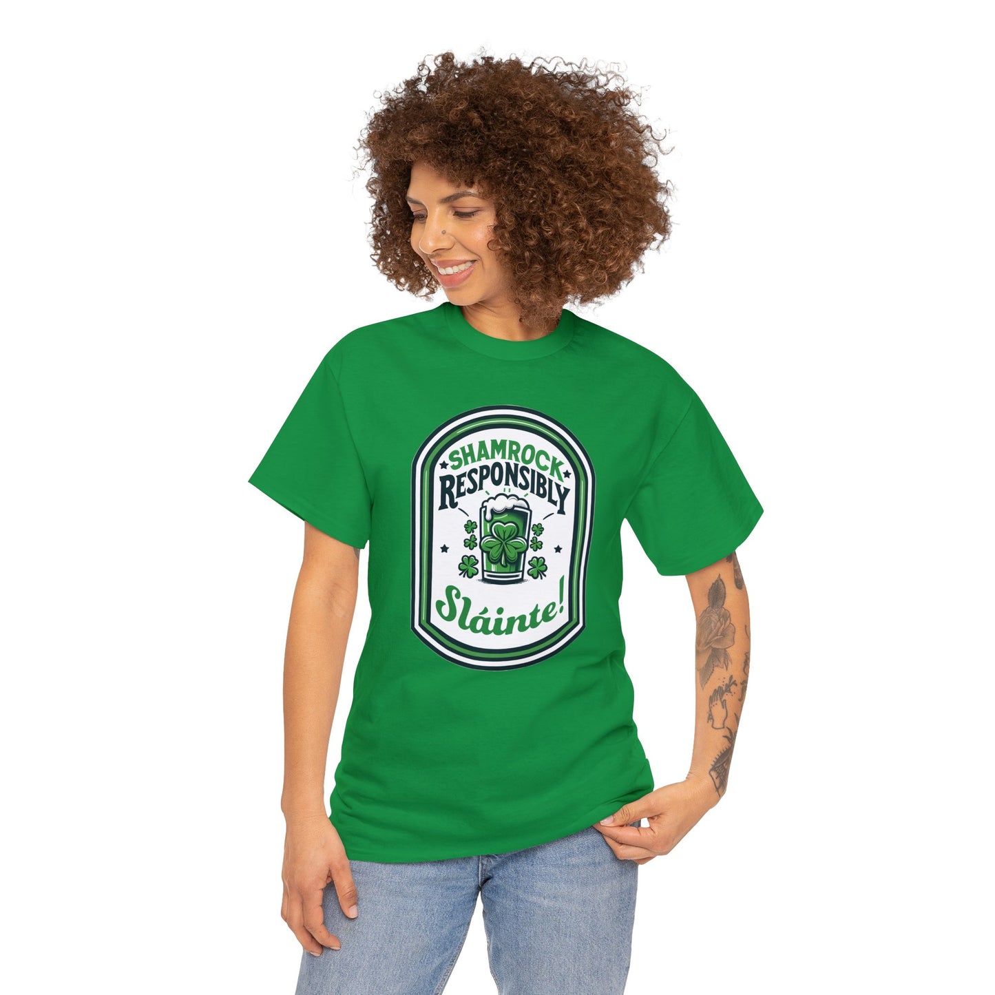 Shamrock Responsibly Slainte T-Shirt, St. Patrick's Day Tee, Lucky Funny Beer Drinking Shirt