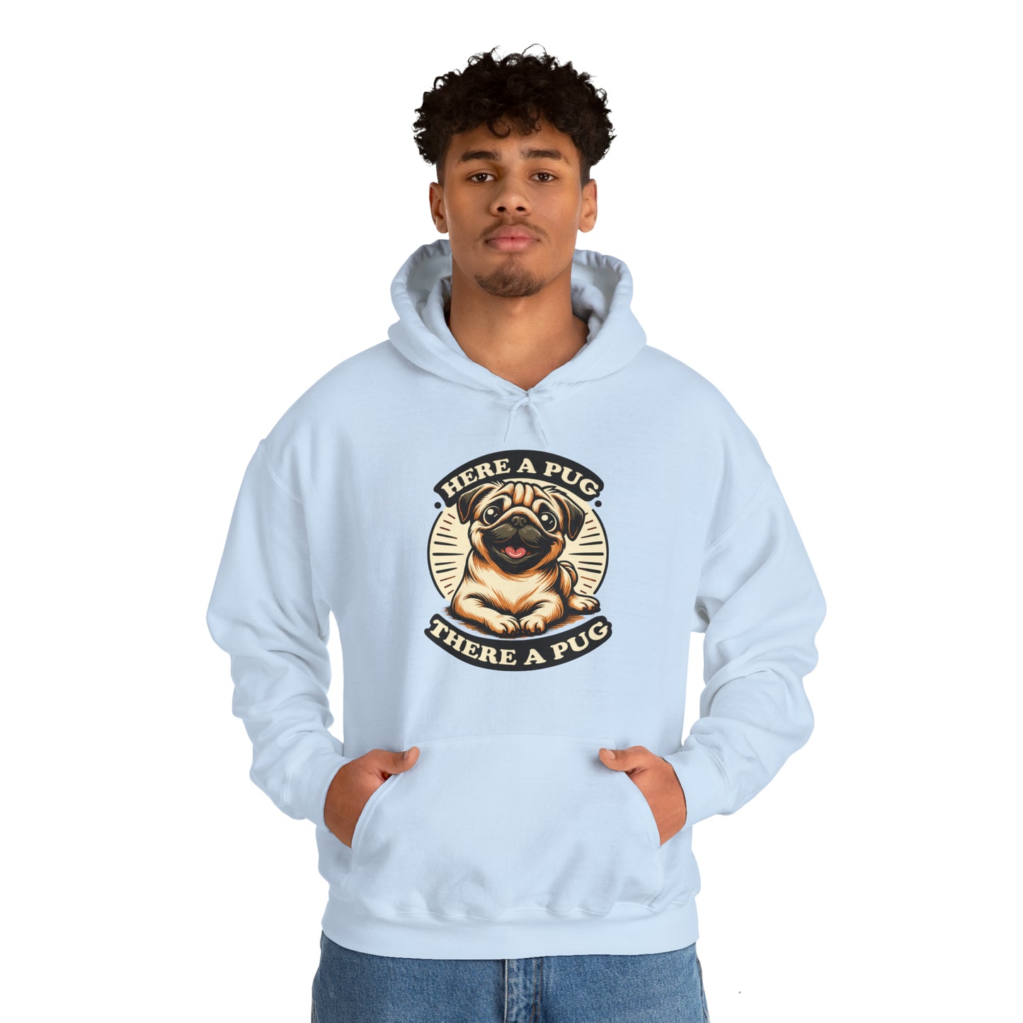 Here a Pug Hooded Sweatshirt