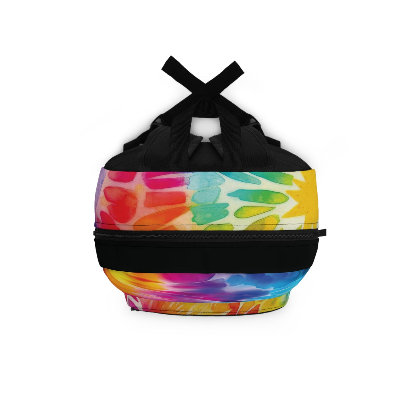 Rainbow Watercolor Flowers Backpack, Wildflowers Tie Dye Style for Nature Lovers, Colorful Back to School Bag