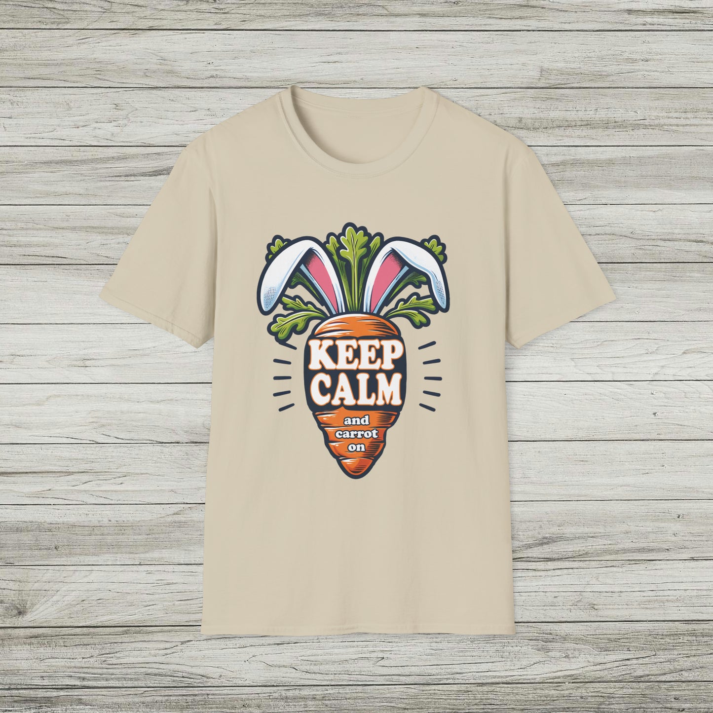 Keep Calm and Carrot On Softstyle T-Shirt, Easter Tee, Funny Bunny TShirt, Rabbit Ears Shirt