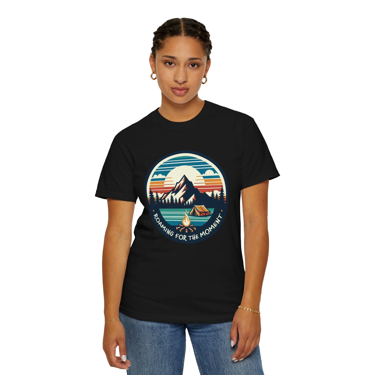 Camping Roaming Garment Dyed T-Shirt, Outdoor Adventures Tee, Retro Campfire TShirt, Gift for Camper Nature Wilderness Lovers