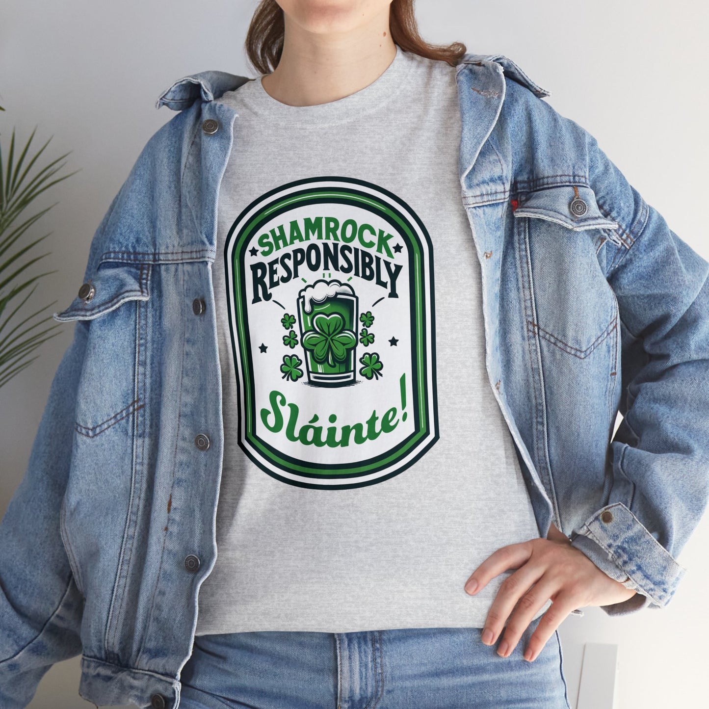 Shamrock Responsibly Slainte T-Shirt, St. Patrick's Day Tee, Lucky Funny Beer Drinking Shirt