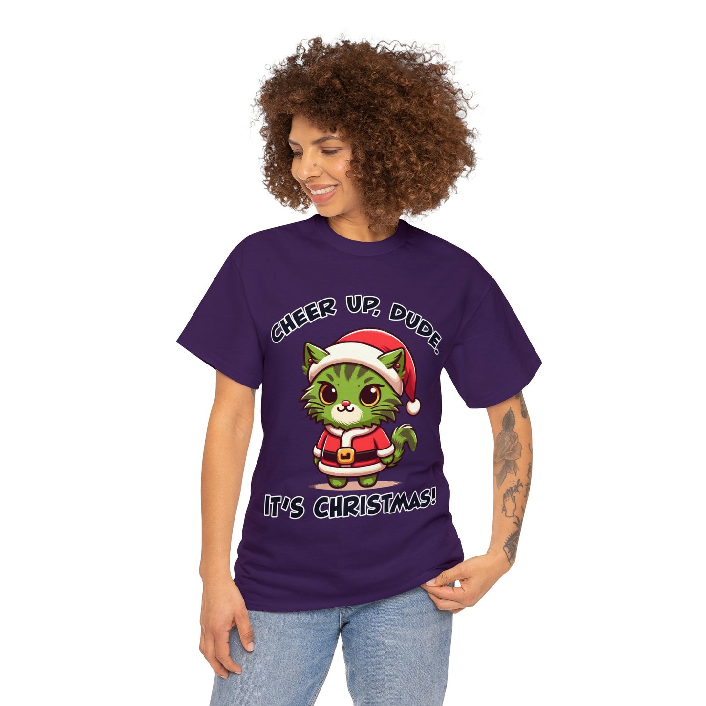 Cheer Up Dude Christmas Unisex Heavy Cotton Tee