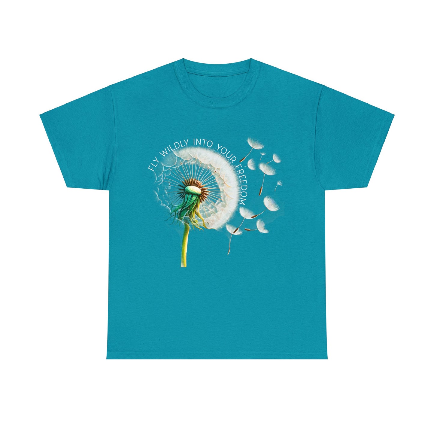 Dandelion Fly Wildly Into Your Freedom Cotton Tee, Blowing Dandelion Seeds, Nature Lover T-Shirt