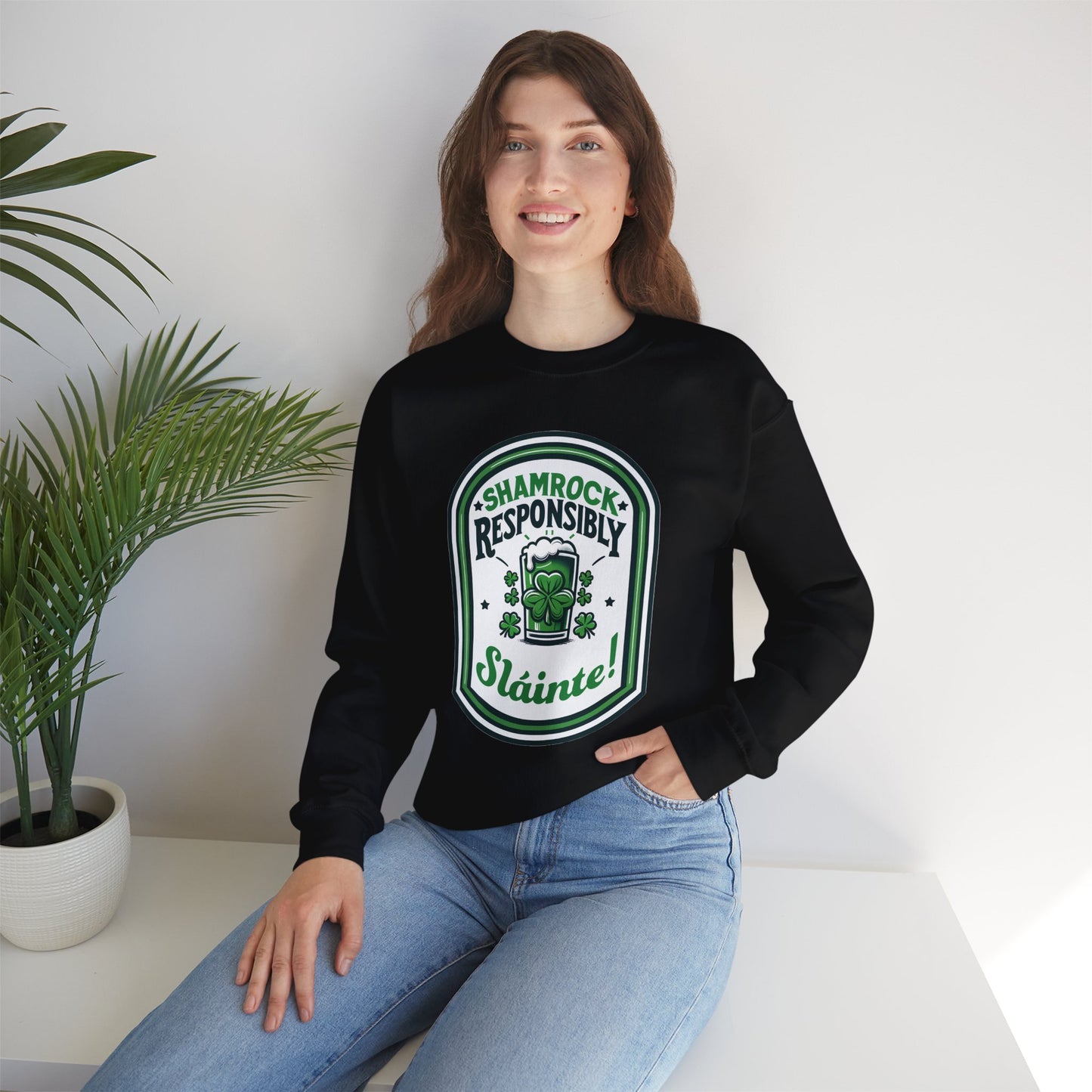 Shamrock Responsibly Slainte Sweatshirt, St. Patrick's Day Crewneck, Funny Lucky Beer Drinking Shirt