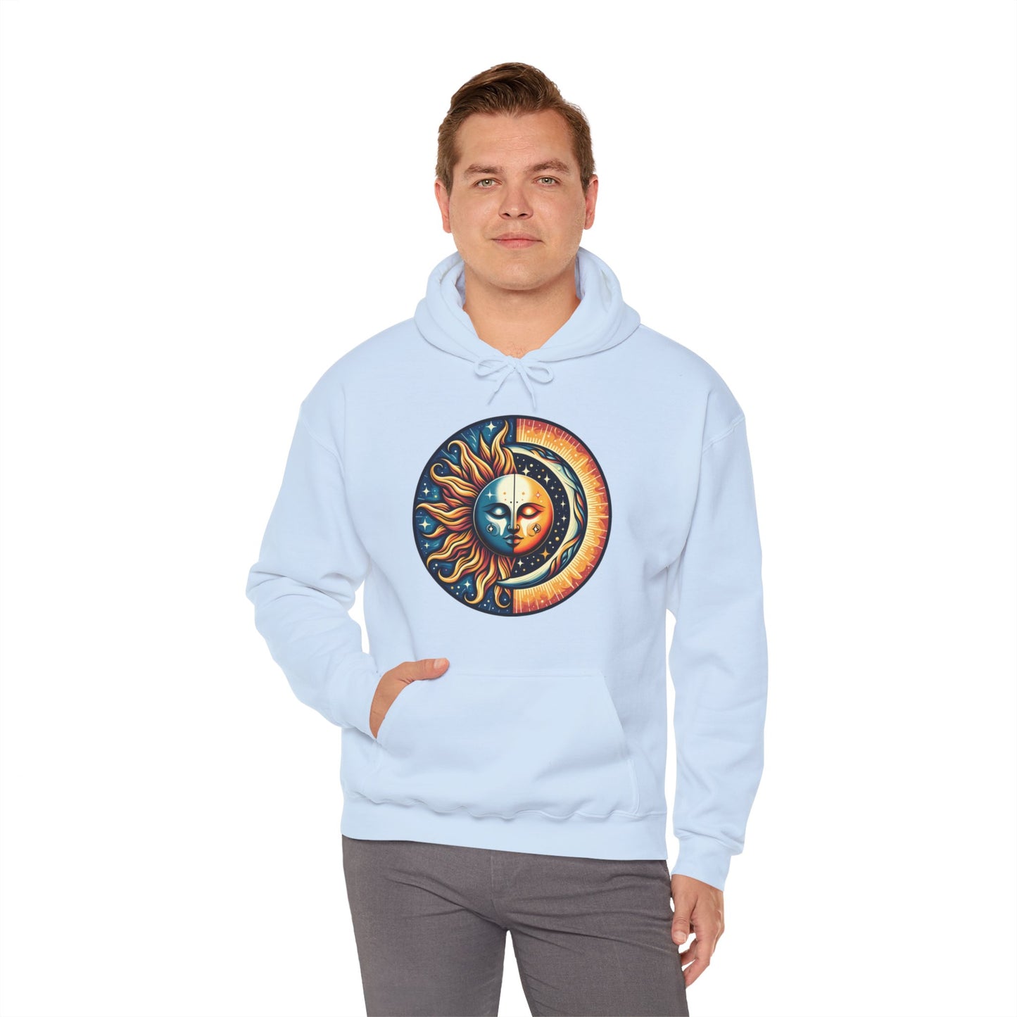 Celestial Sun Moon Hoodie, Mystic Festival Sweatshirt, Colorful Boho Bohemian Aesthetic Sweater Hooded Sweatshirt