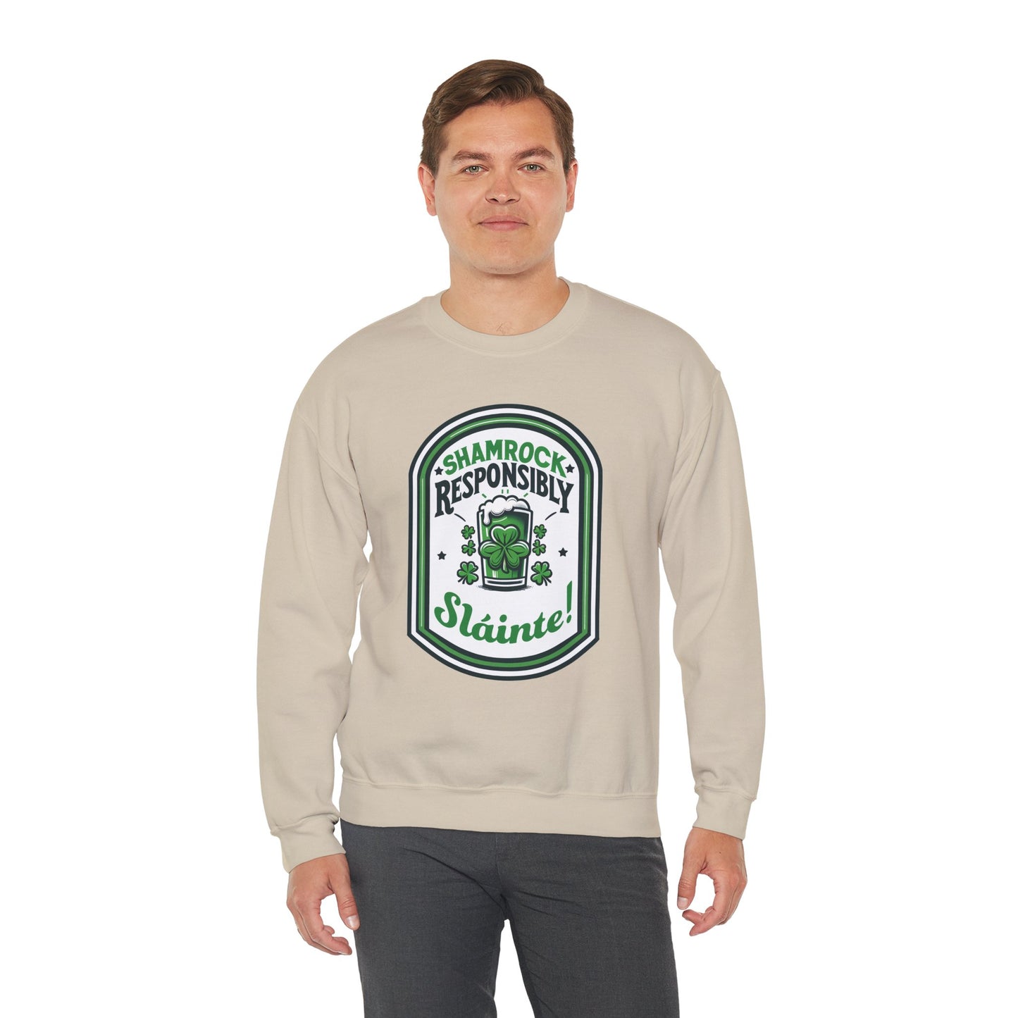 Shamrock Responsibly Slainte Sweatshirt, St. Patrick's Day Crewneck, Funny Lucky Beer Drinking Shirt