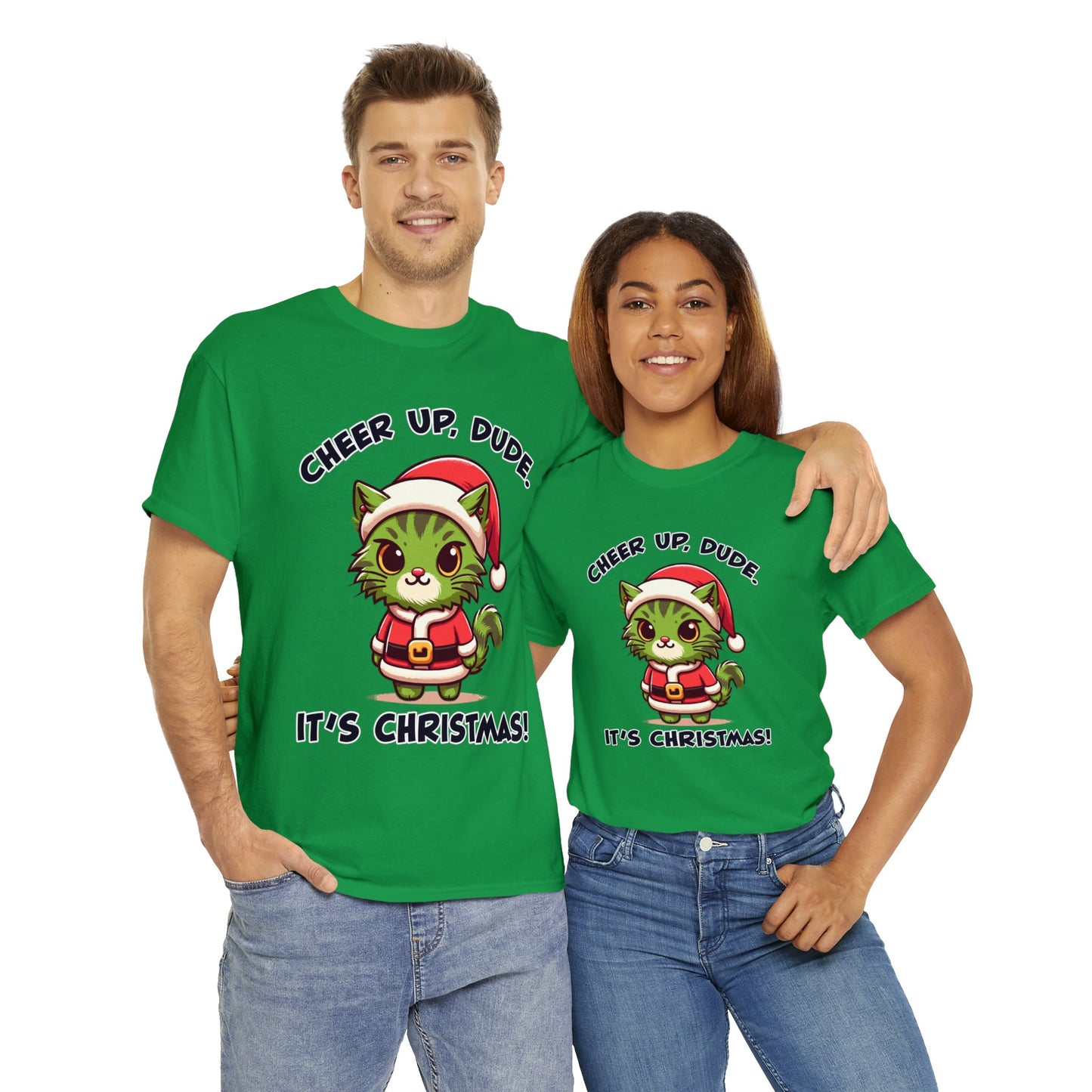 Cheer Up Dude Christmas Unisex Heavy Cotton Tee