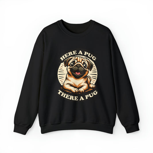 Here a Pug Crewneck Sweatshirt