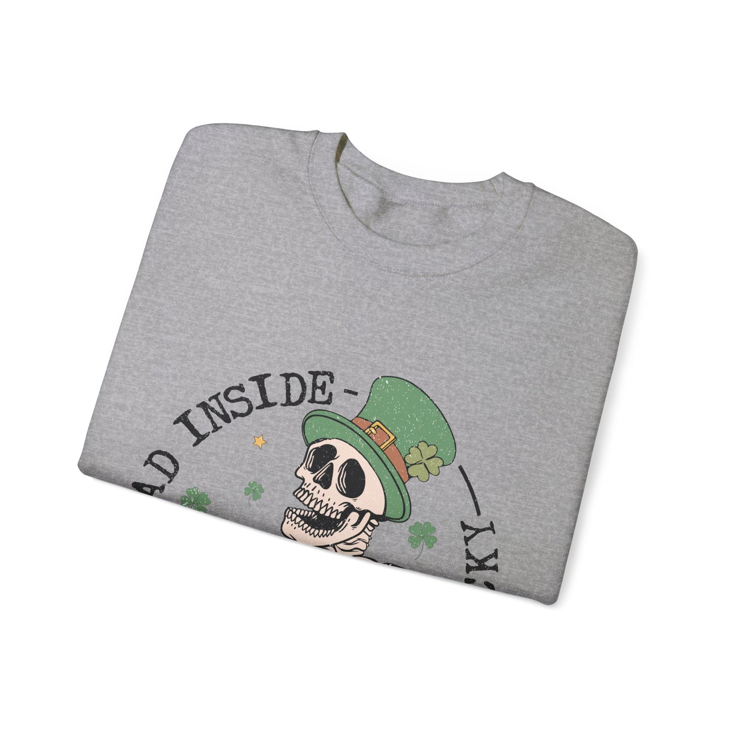 Dead Inside But Feeling Lucky Sweatshirt, St. Patrick's Day Crewneck, Punk Style Funny Beer Drinking Shirt