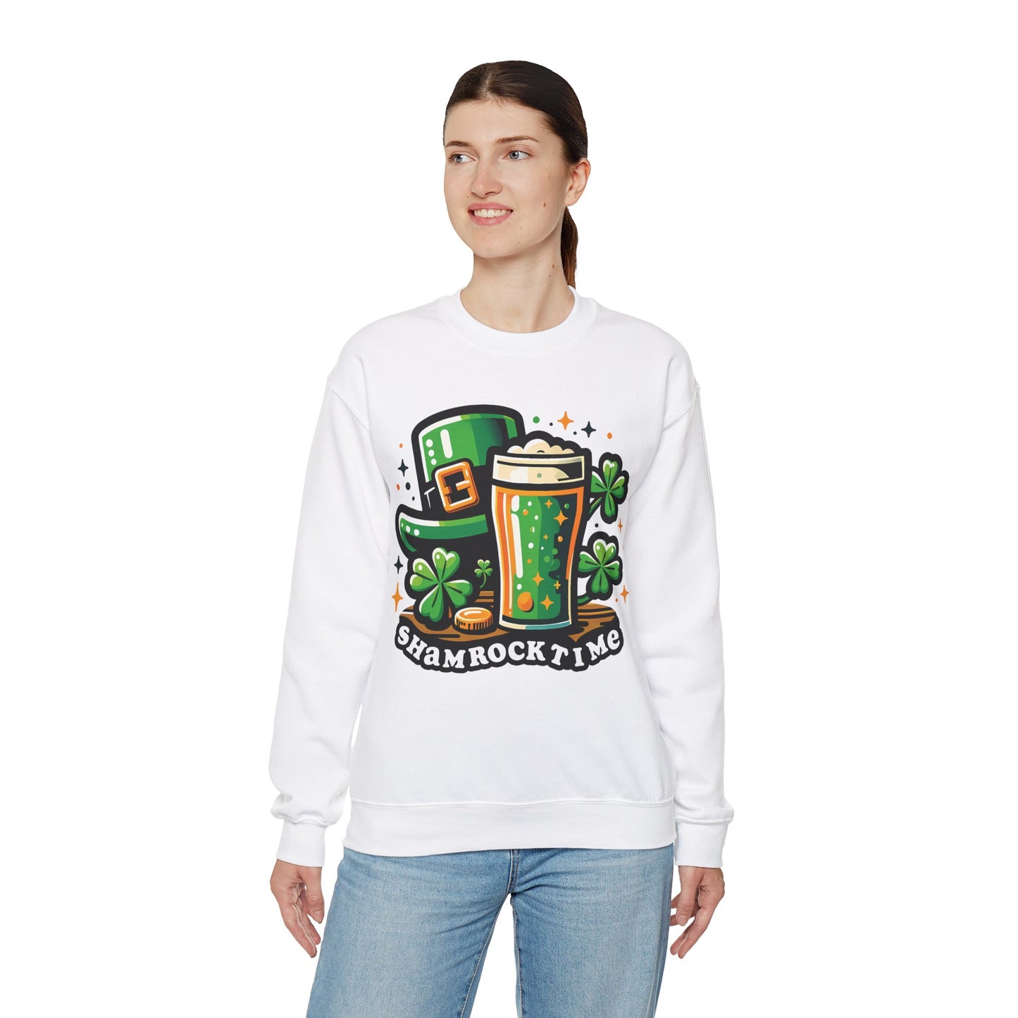 Shamrock Time Sweatshirt, St. Patrick's Day Crewneck, Funny Lucky Beer Drinking Shirt, Good Craic