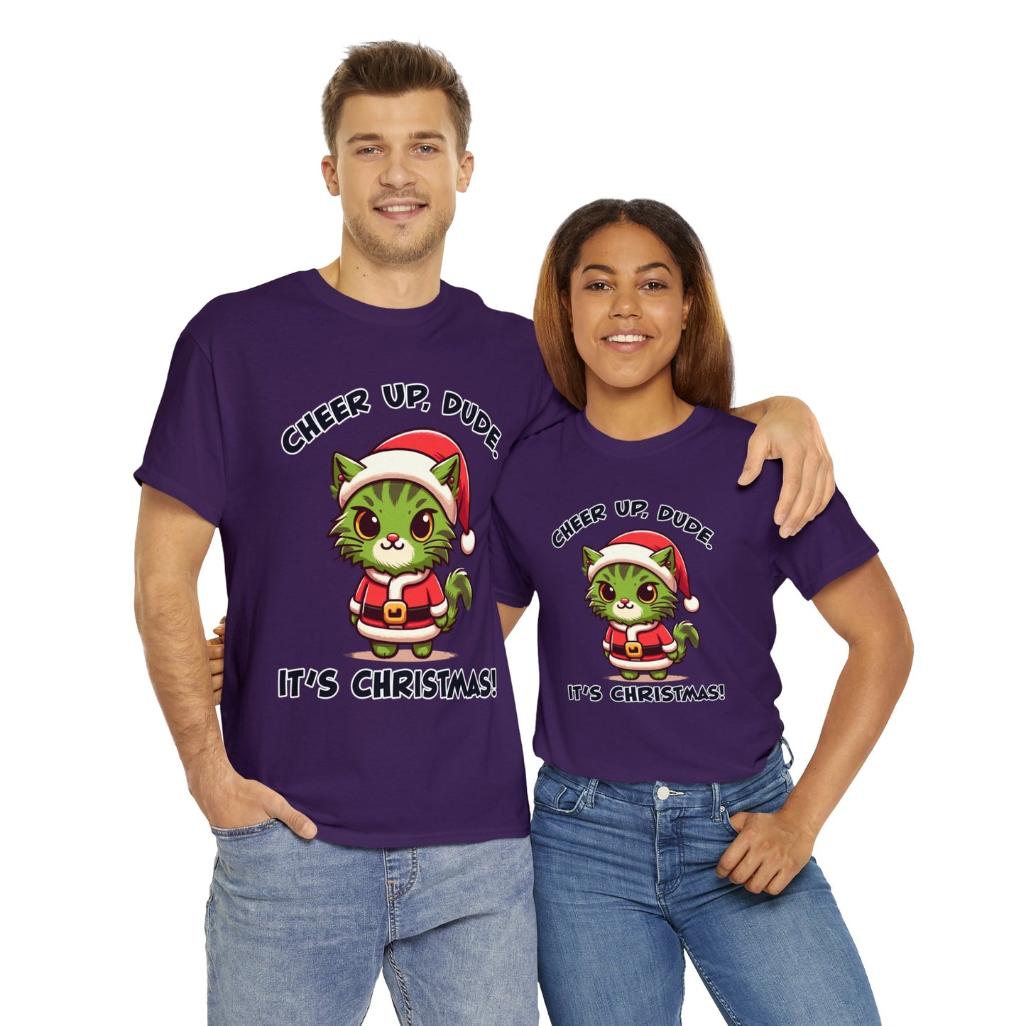 Cheer Up Dude Christmas Unisex Heavy Cotton Tee