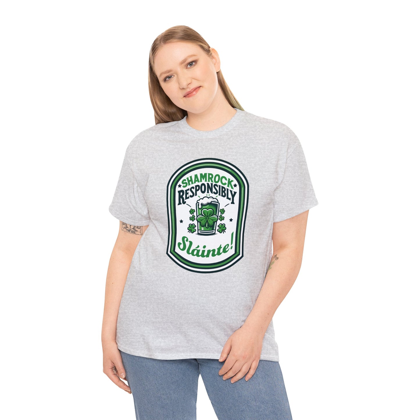 Shamrock Responsibly Slainte T-Shirt, St. Patrick's Day Tee, Lucky Funny Beer Drinking Shirt